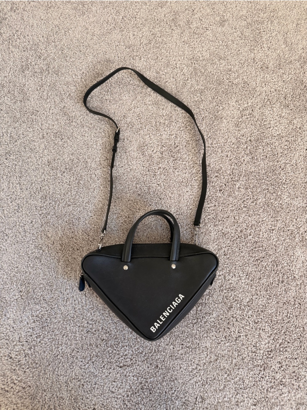 Balenciaga Black Triangle Satchel with Adjustable Strap